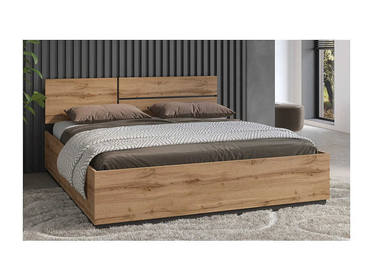 Lit HAVANA 160x200 cm blanc et noir – Lit design moderne pour chambre adulte