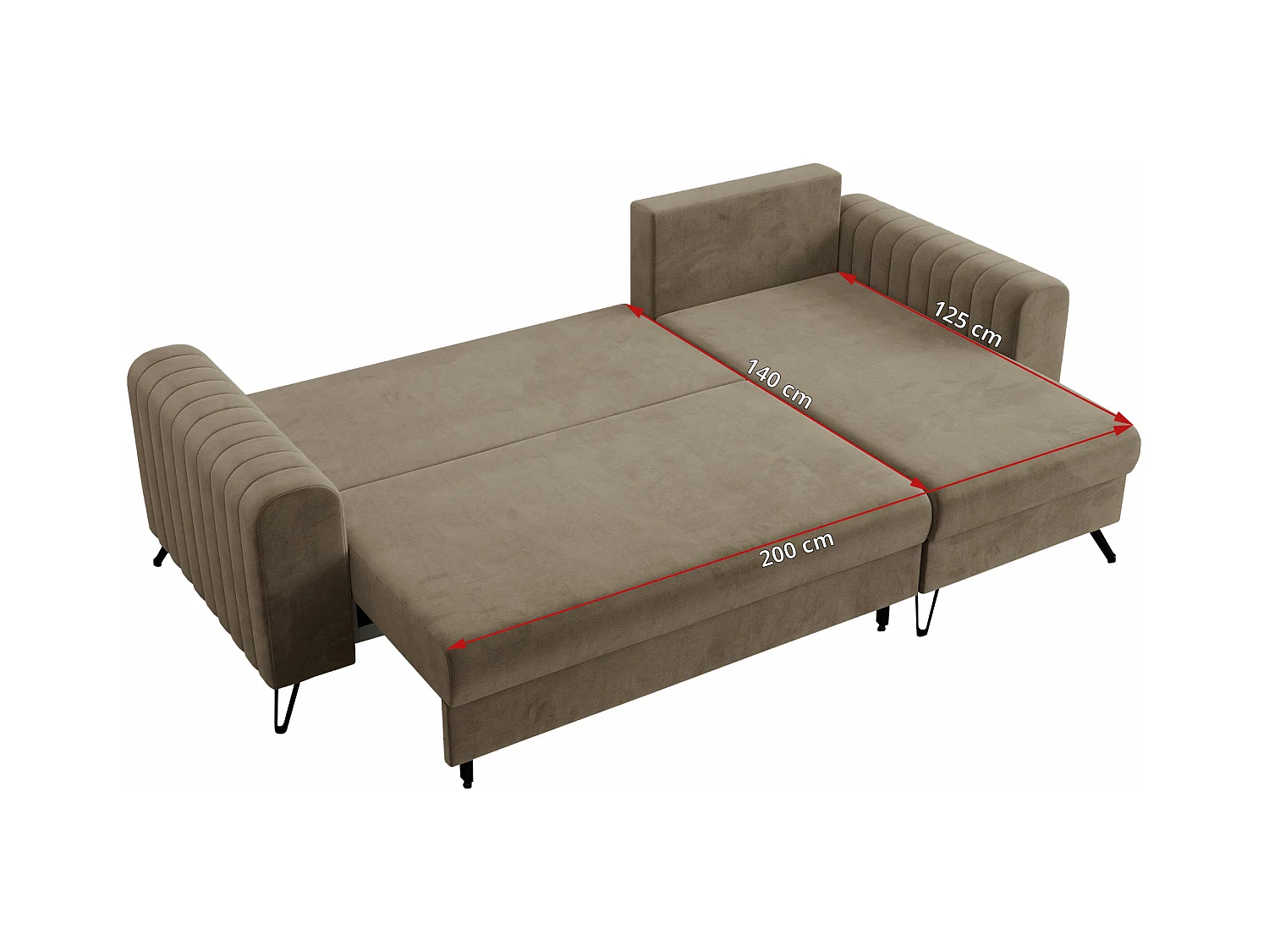 Ecksofa AXEL - universal mit schlaffunktion, Bettkasten - Dunkelbraun Velvet