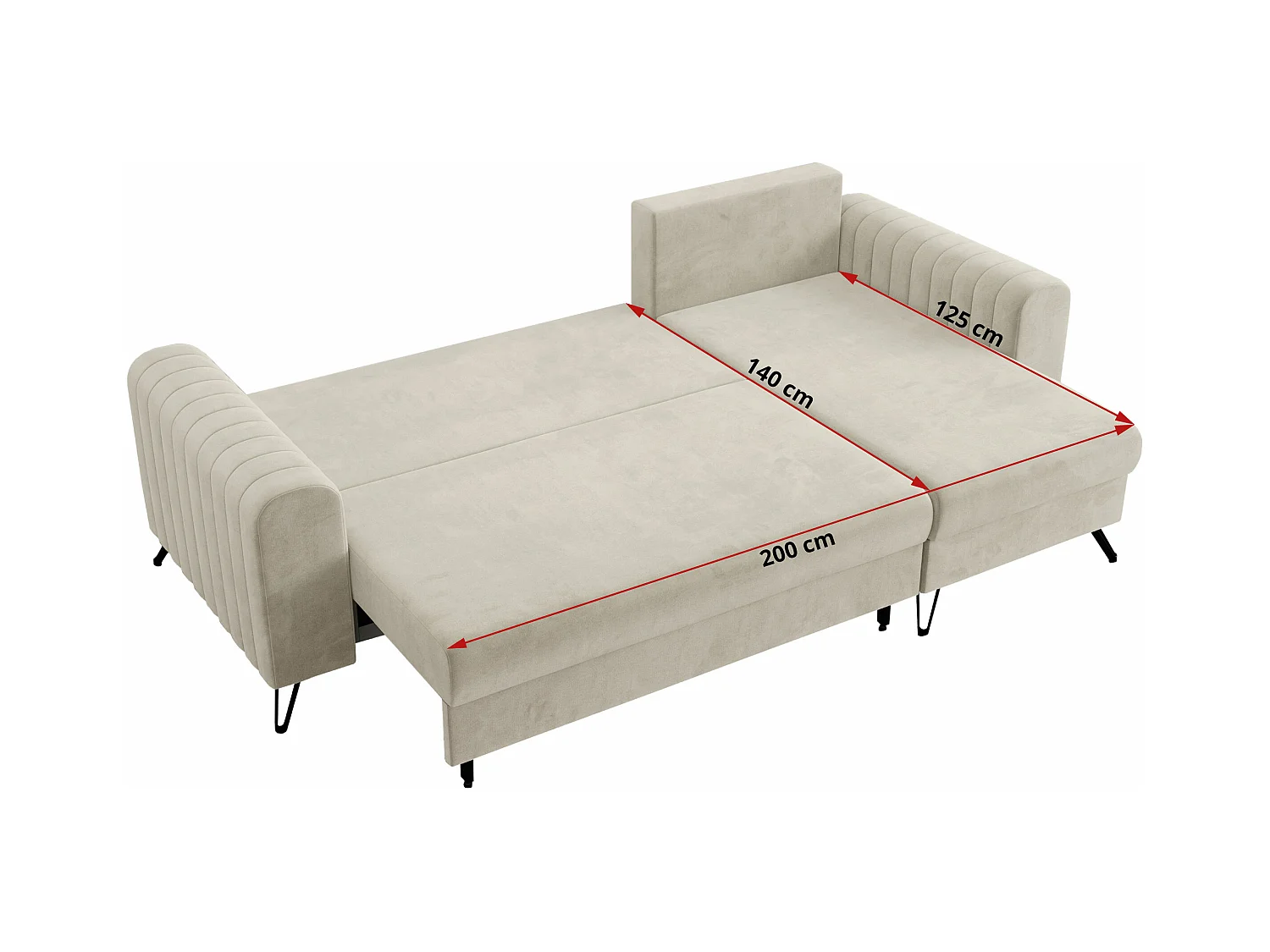 Ecksofa AXEL - universal mit schlaffunktion, Bettkasten - Beige Velvet