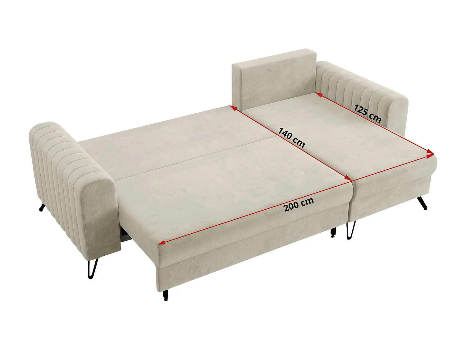 Ecksofa AXEL - universal mit schlaffunktion, Bettkasten - Beige Velvet