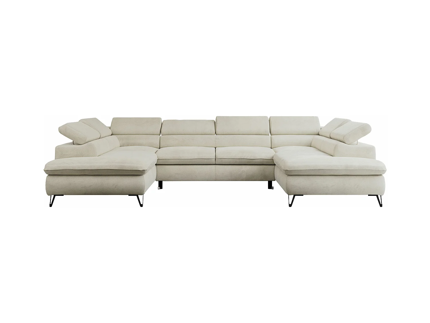 Ecksofa PEDRO U - XXL U-förmige Ecke, schlaffunktion und Bettkästen - Beige Velvet