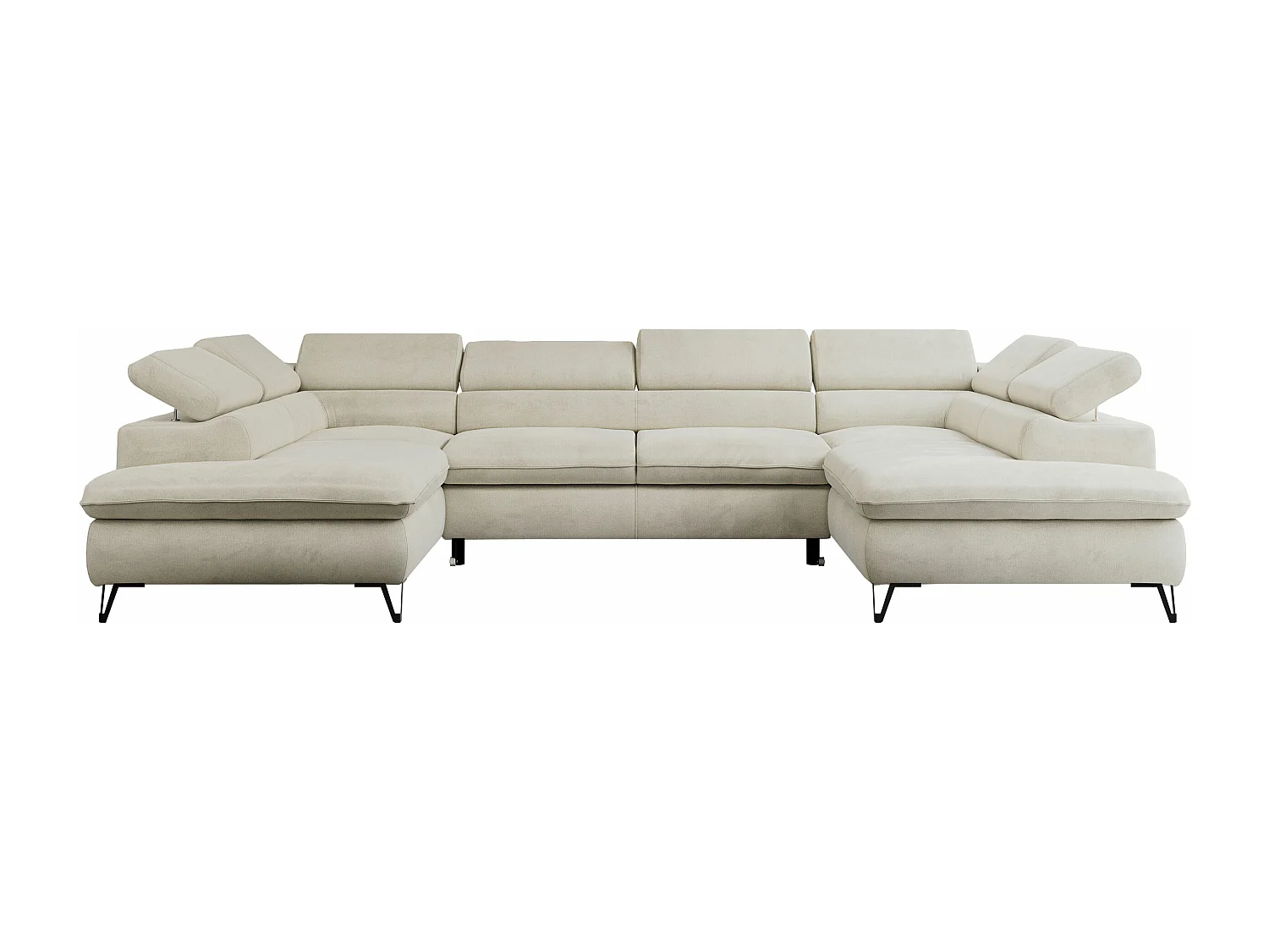 Ecksofa PEDRO U - XXL U-förmige Ecke, schlaffunktion und Bettkästen - Beige Velvet