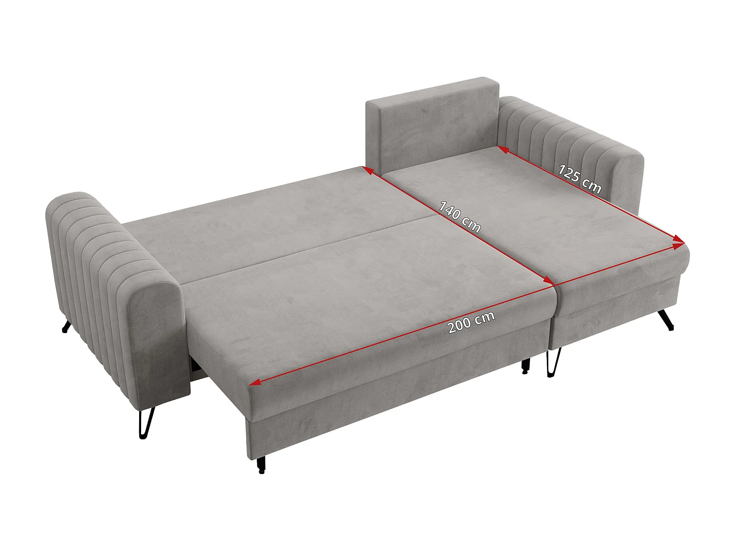 Ecksofa AXEL - universal mit schlaffunktion, Bettkasten - Hellgrau Velvet