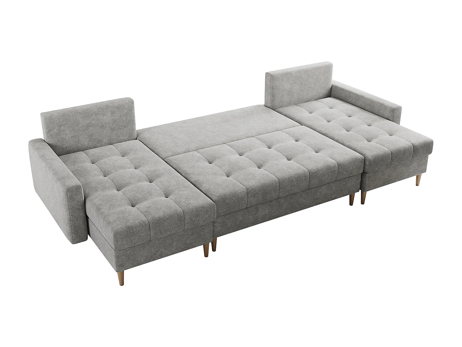Ecksofa COLIN U mit Bettfunktion - skandinavisches design, lose Kissen - Hellgrau Stukture
