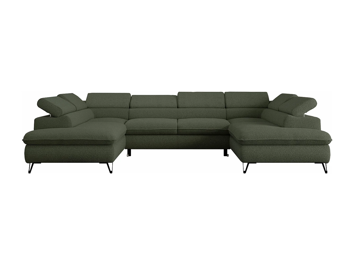 Ecksofa PEDRO U - XXL U-förmige Ecke, schlaffunktion und Bettkästen - Grün Boucle
