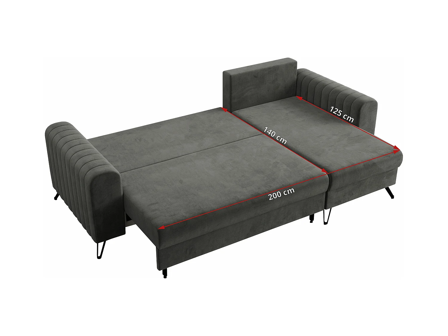 Ecksofa AXEL - universal mit schlaffunktion, Bettkasten - Grau Velvet