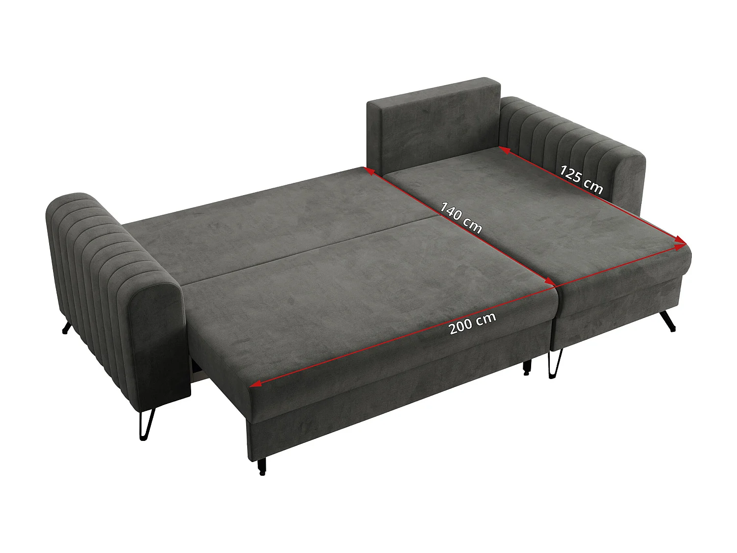 Ecksofa AXEL - universal mit schlaffunktion, Bettkasten - Grau Velvet
