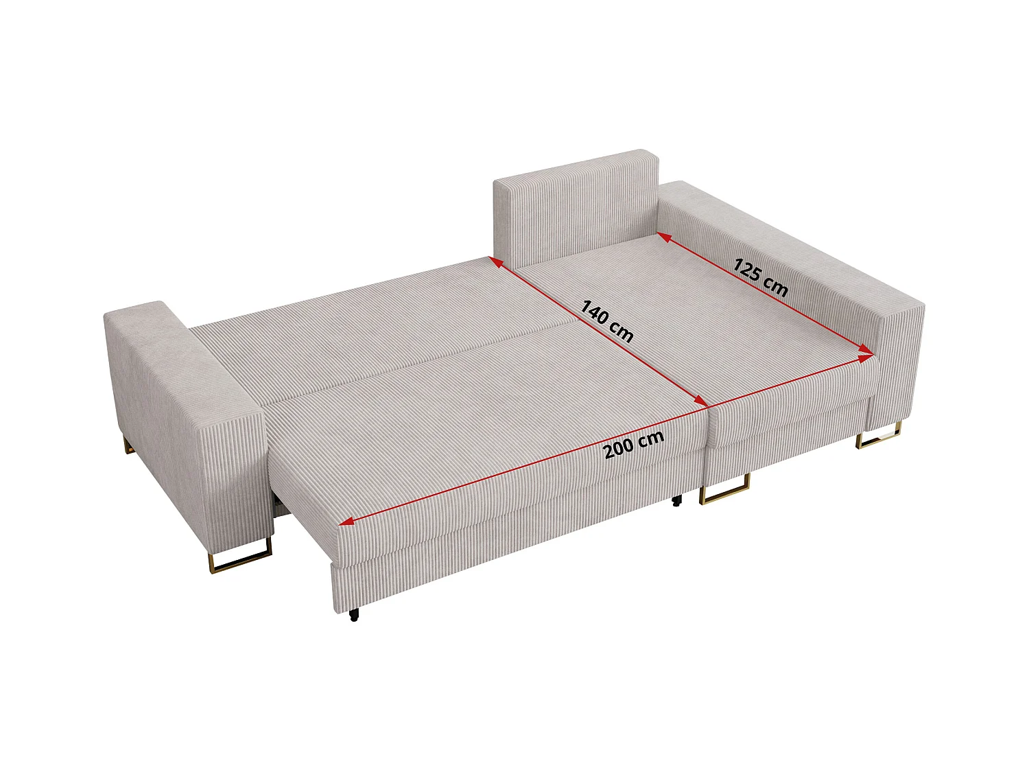 Ecksofa DORIAN - schlaffunktion und Bettkasten, lose Kissen - Weiß Cord