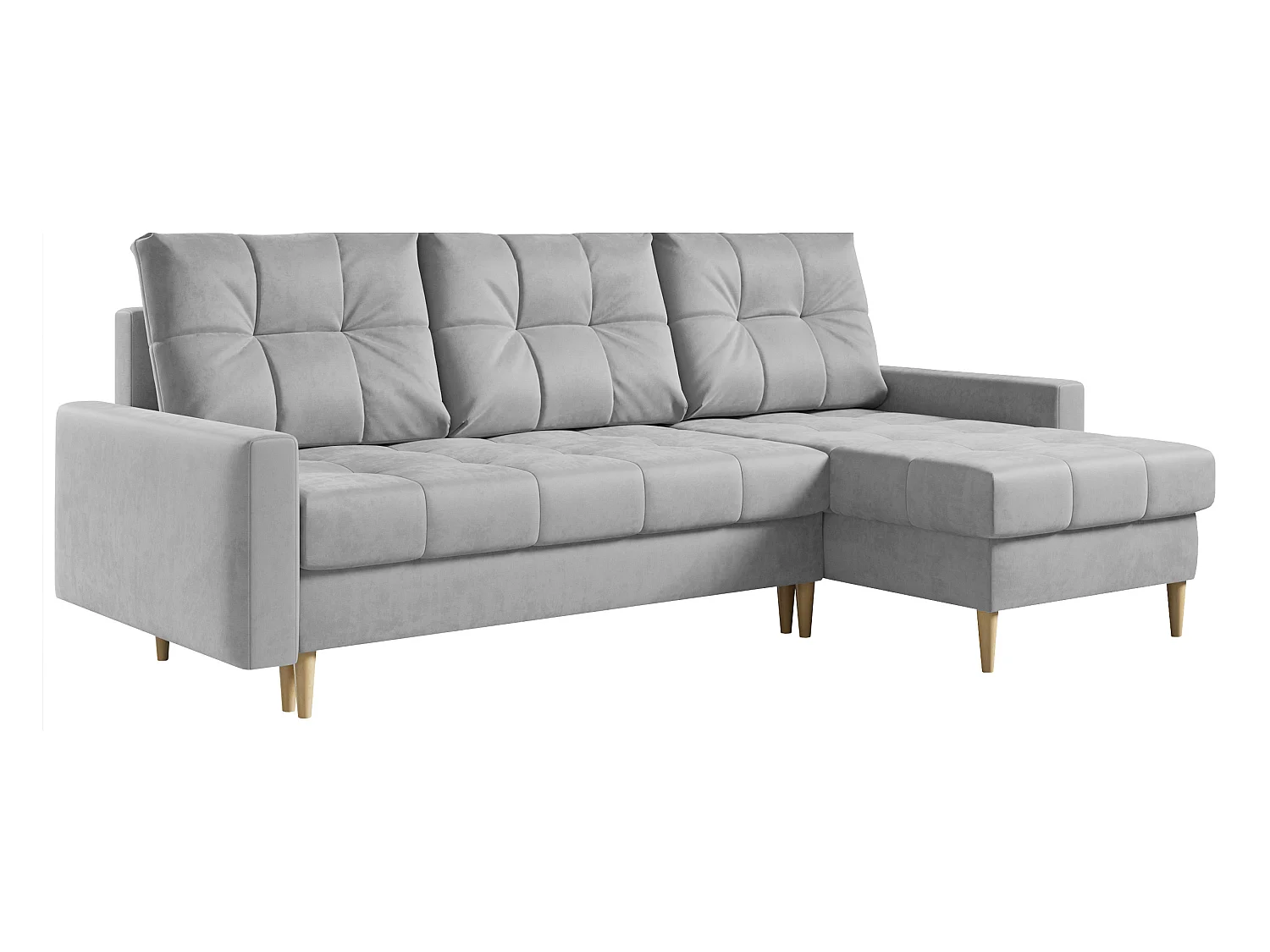 Ecksofa ASTRA - skandinavisch L-förmige Ecke, schlaffunktion - Hellgrau Velvet