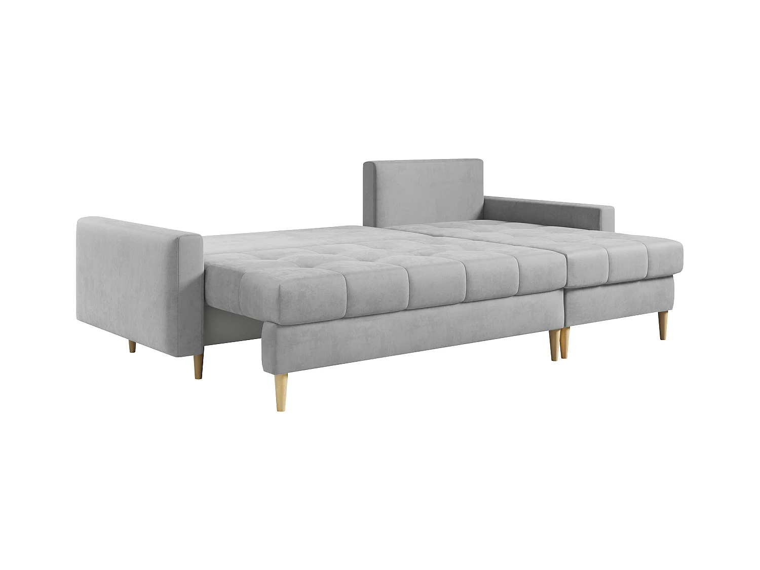Ecksofa ASTRA - skandinavisch L-förmige Ecke, schlaffunktion - Hellgrau Velvet