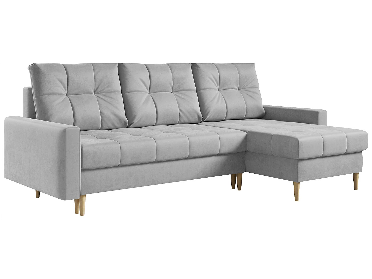 Ecksofa ASTRA - skandinavisch L-förmige Ecke, schlaffunktion - Hellgrau Velvet