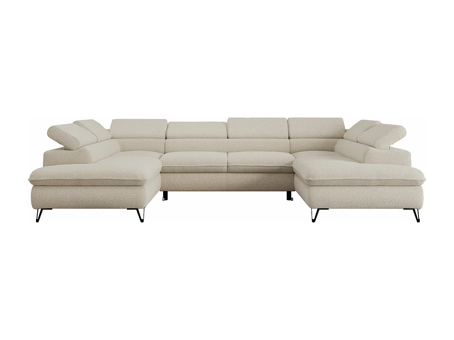 Ecksofa PEDRO U - XXL U-förmige Ecke, schlaffunktion und Bettkästen - Beige Boucle
