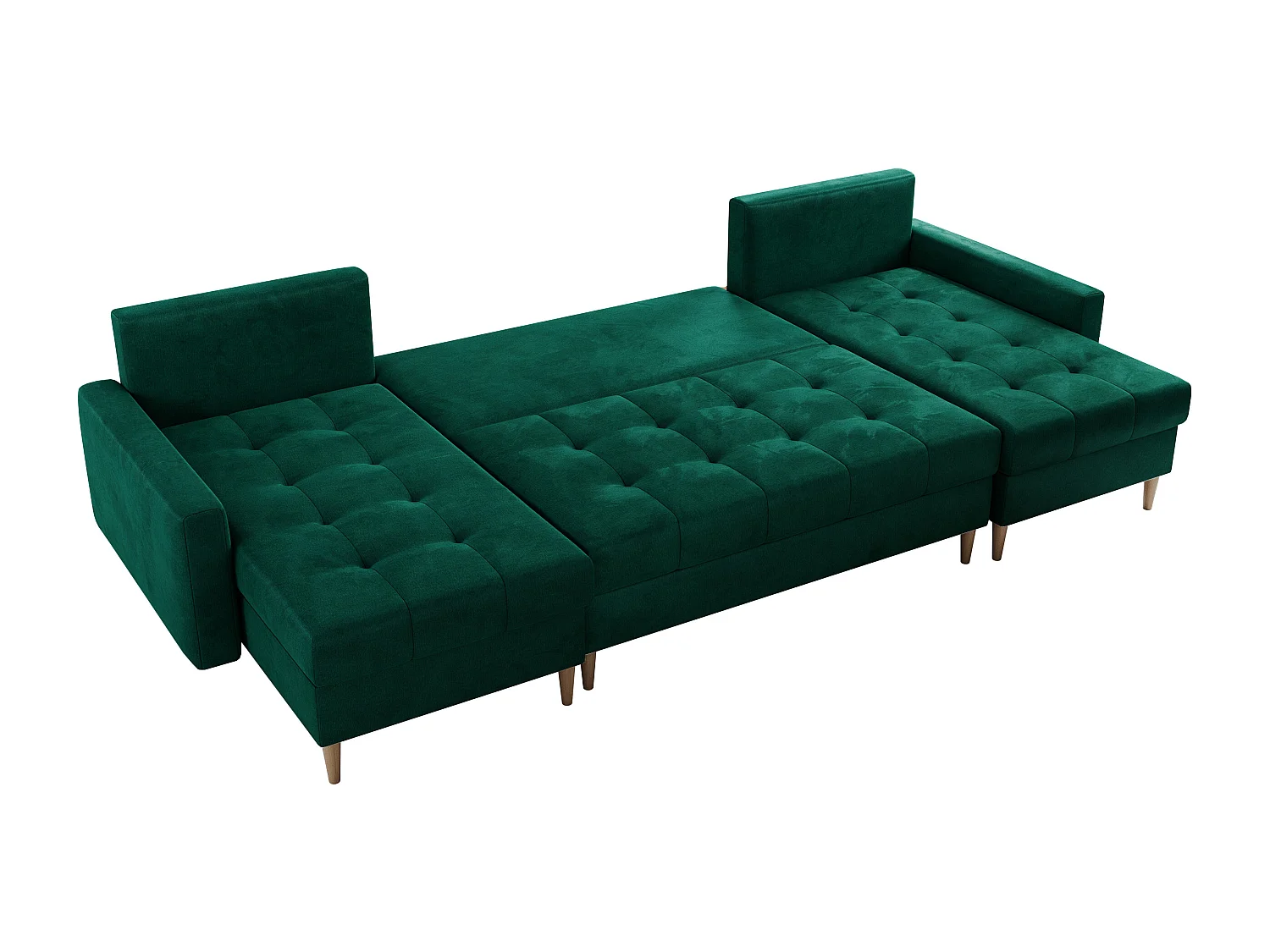 Ecksofa COLIN U mit Bettfunktion - skandinavisches design, lose Kissen - Dunkelgrün Velvet