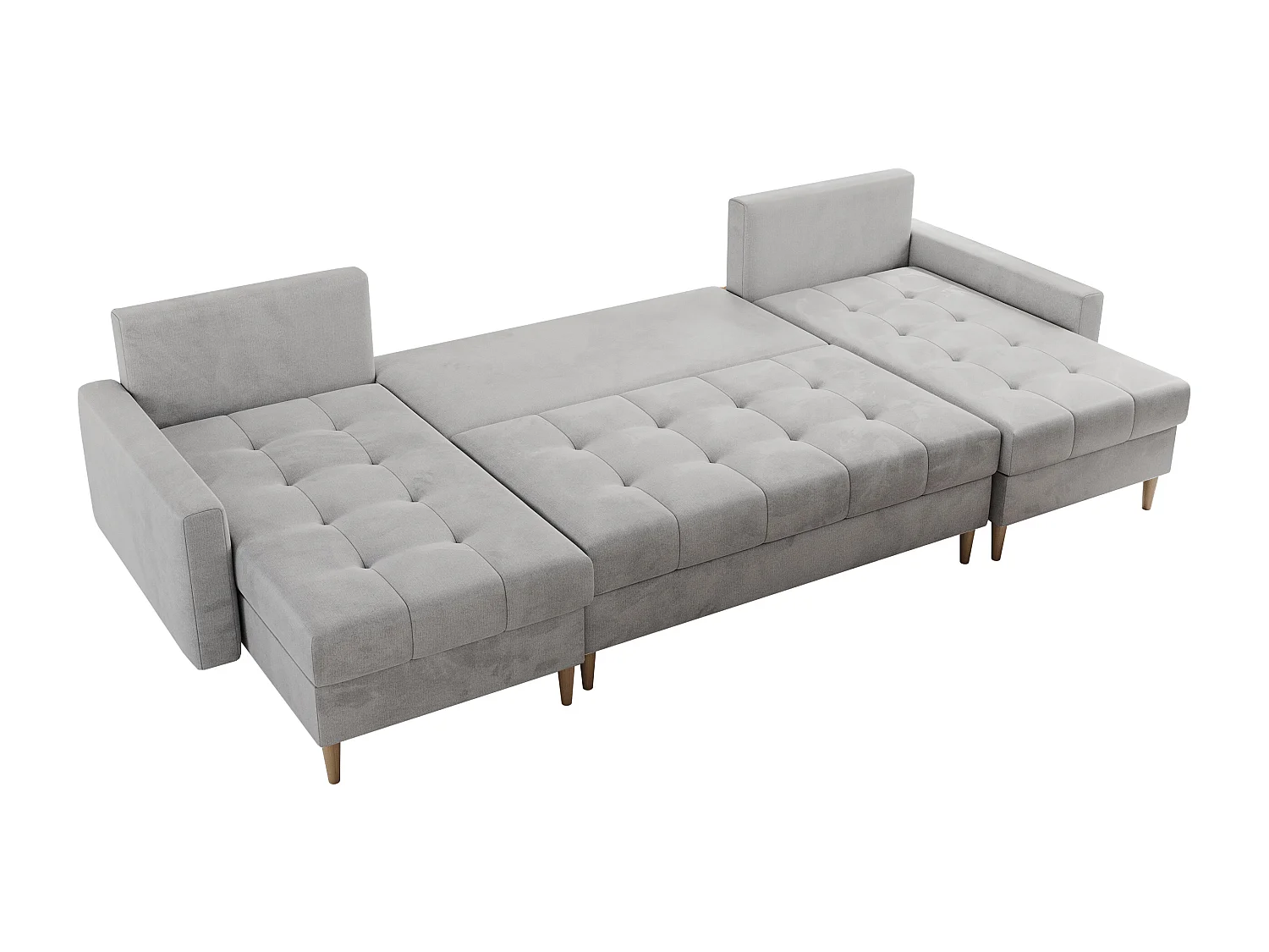 Ecksofa COLIN U mit Bettfunktion - skandinavisches design, lose Kissen - Hellgrau Velvet