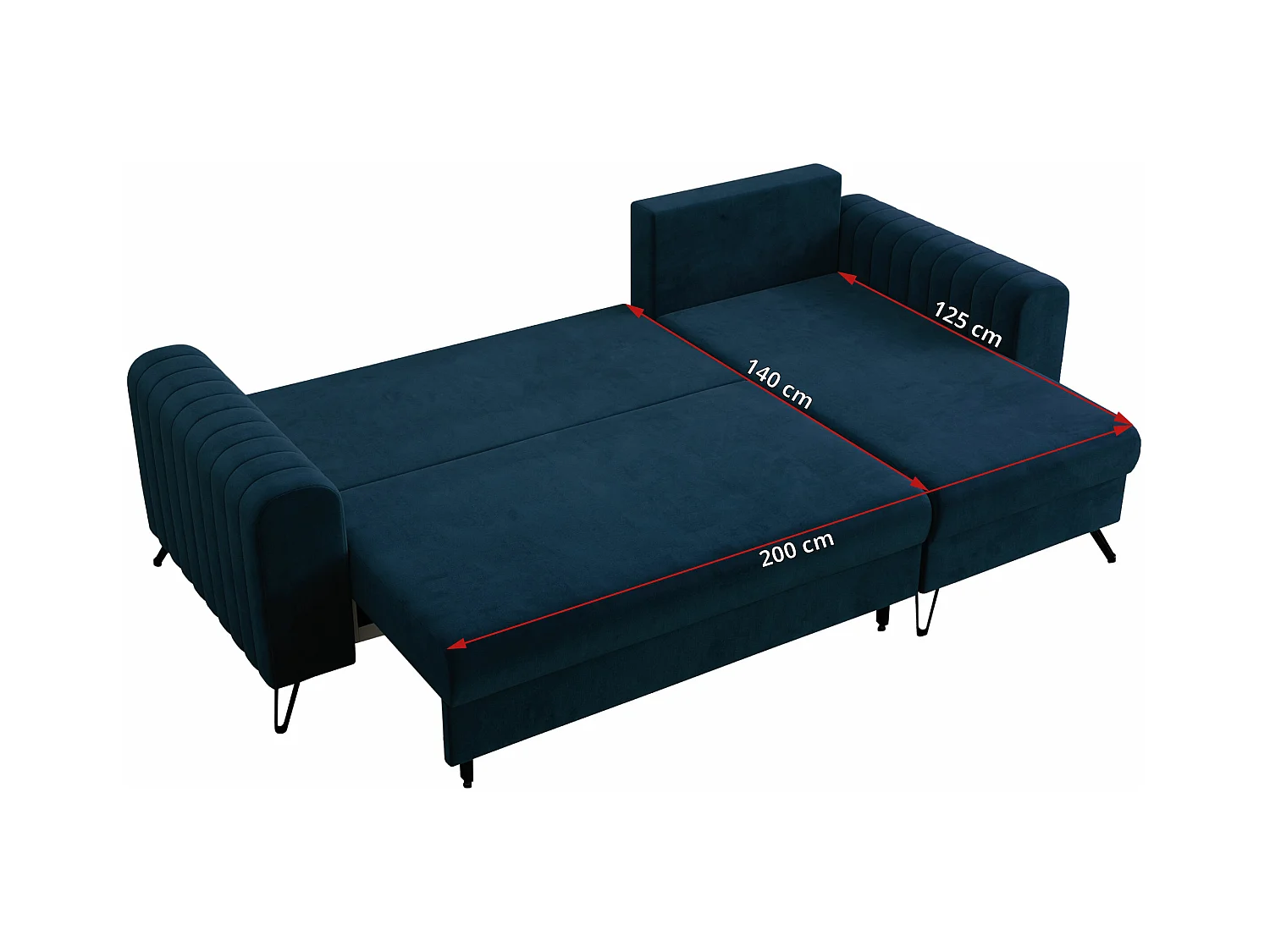 Ecksofa AXEL - universal mit schlaffunktion, Bettkasten - Dunkelblau Velvet