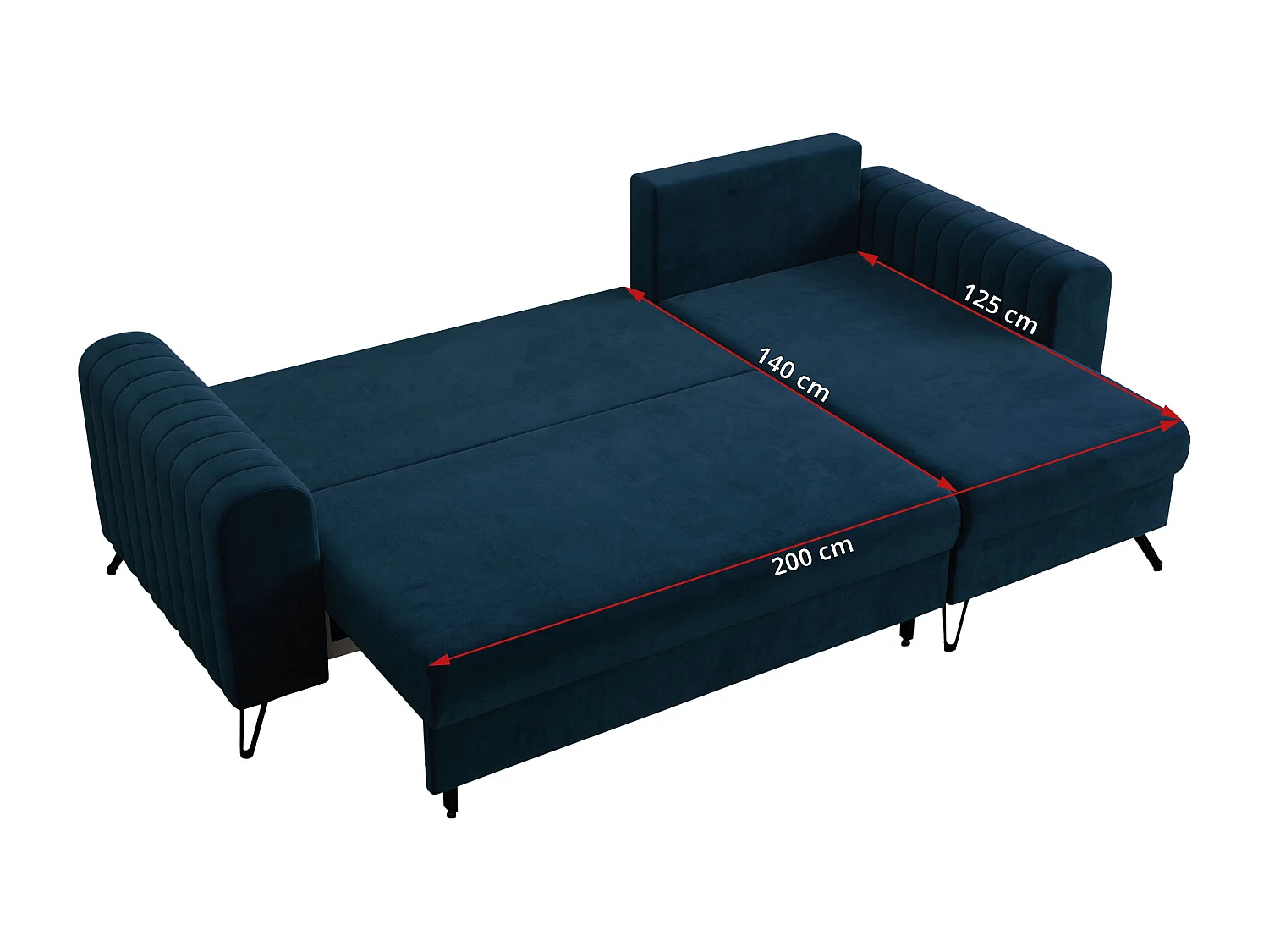 Ecksofa AXEL - universal mit schlaffunktion, Bettkasten - Dunkelblau Velvet