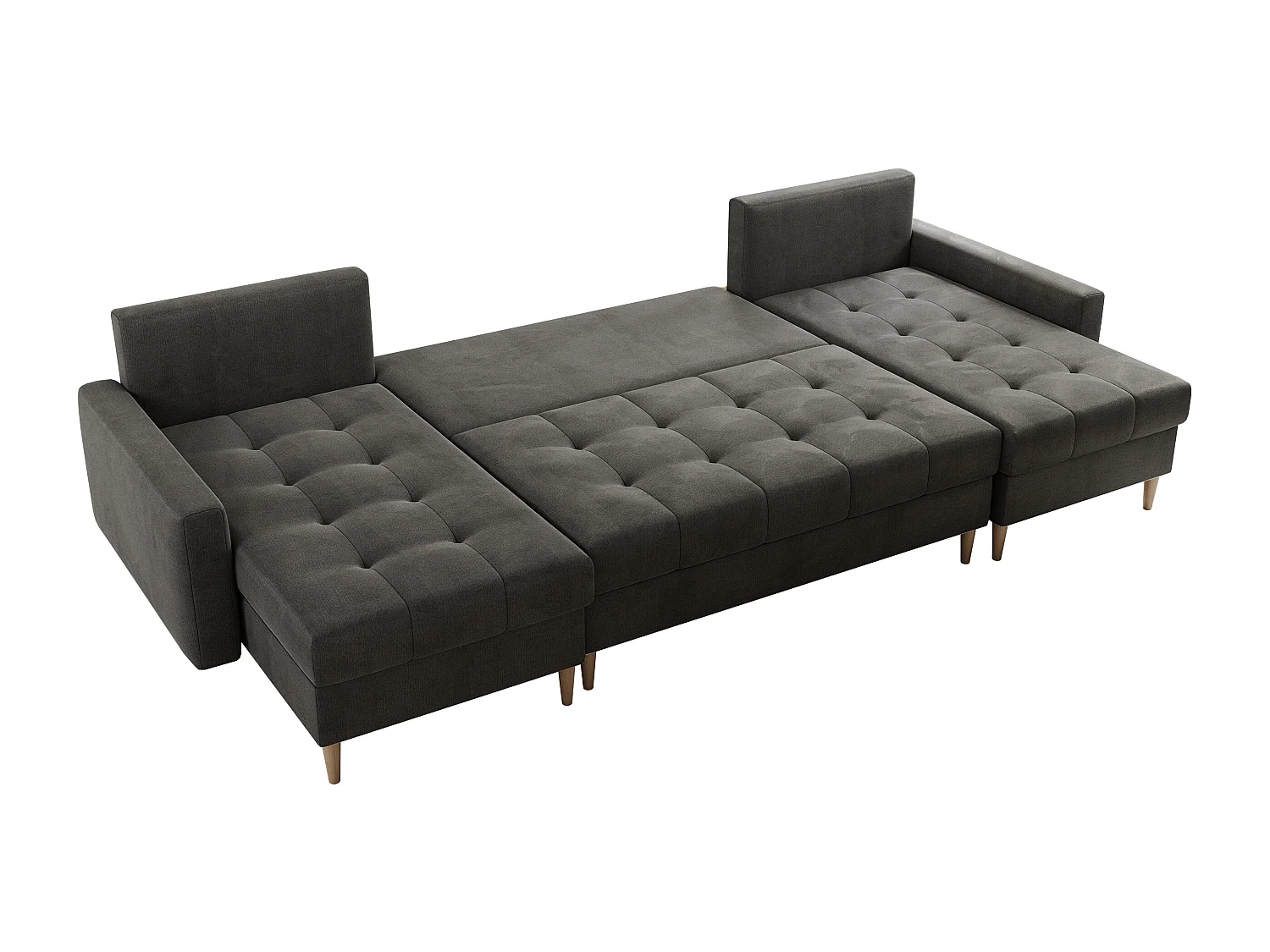 Ecksofa COLIN U mit Bettfunktion - skandinavisches design, lose Kissen - Dunkelgrau Velvet
