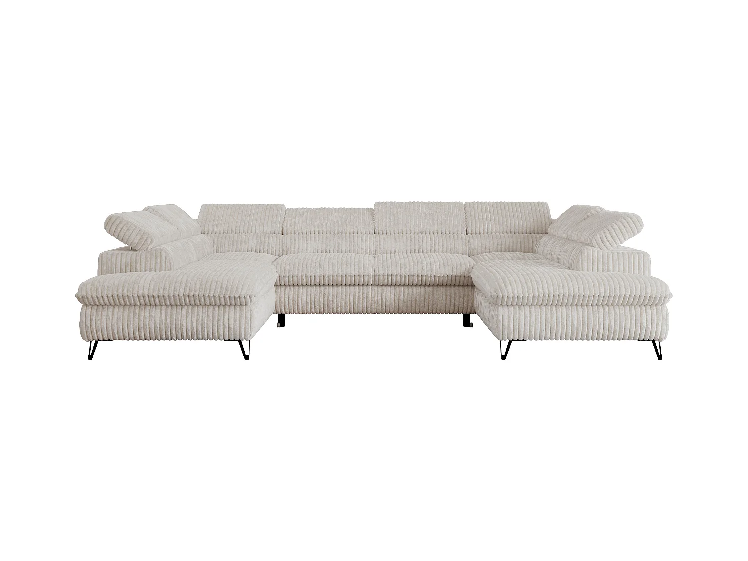Ecksofa PEDRO U - XXL U-förmige Ecke, schlaffunktion und Bettkästen - Creme Cord