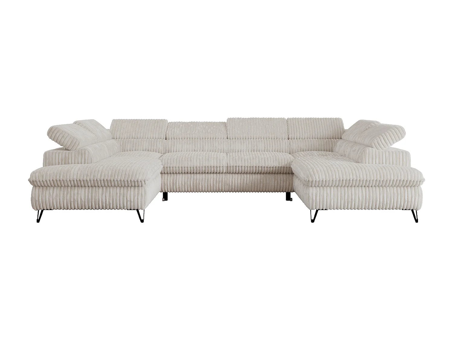 Ecksofa PEDRO U - XXL U-förmige Ecke, schlaffunktion und Bettkästen - Creme Cord