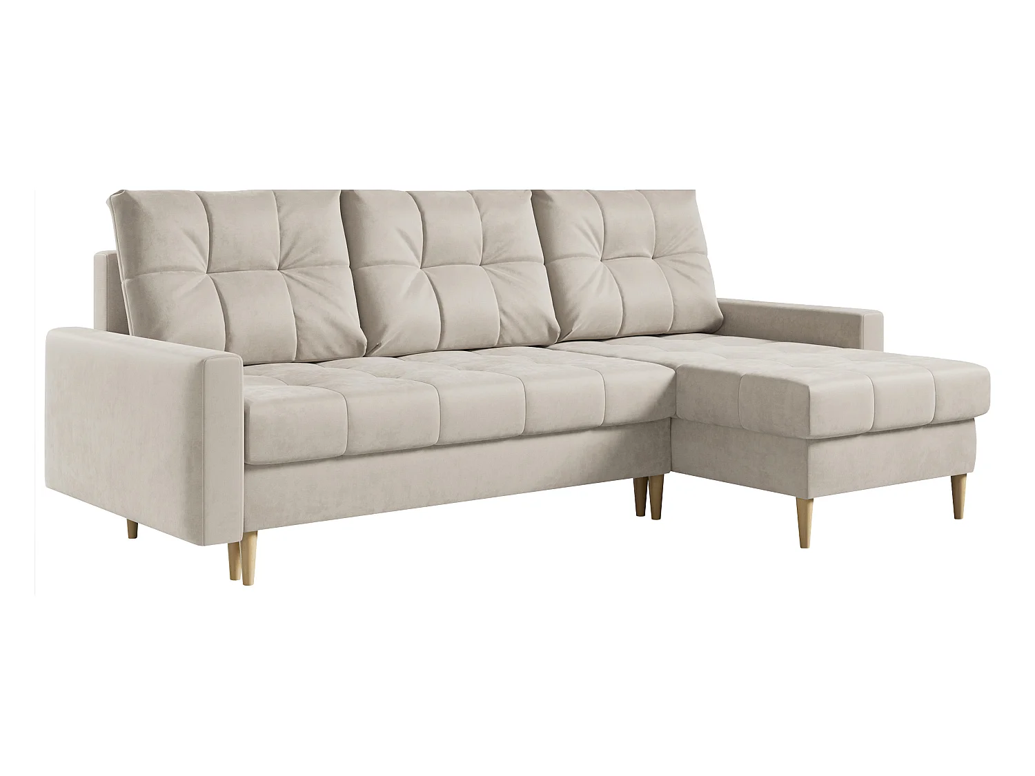 Ecksofa ASTRA - skandinavisch L-förmige Ecke, schlaffunktion - Cremige Velvet