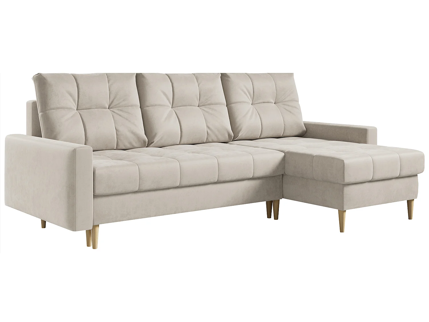 Ecksofa ASTRA - skandinavisch L-förmige Ecke, schlaffunktion - Cremige Velvet