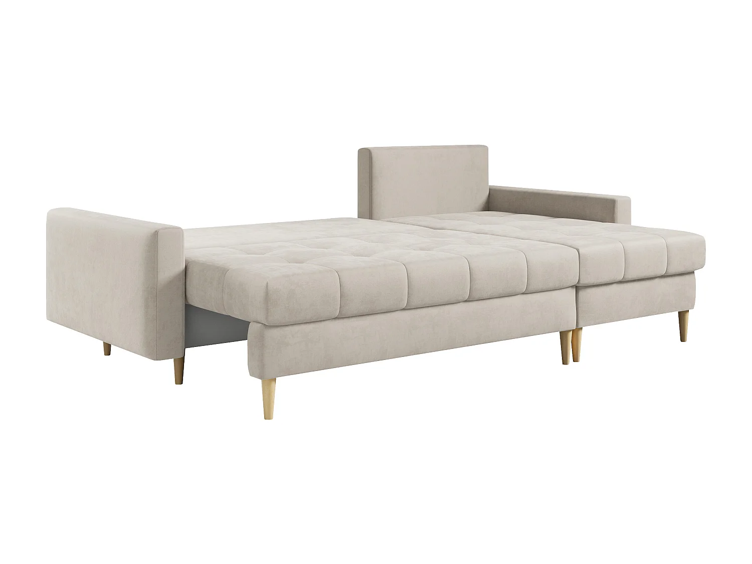 Ecksofa ASTRA - skandinavisch L-förmige Ecke, schlaffunktion - Cremige Velvet