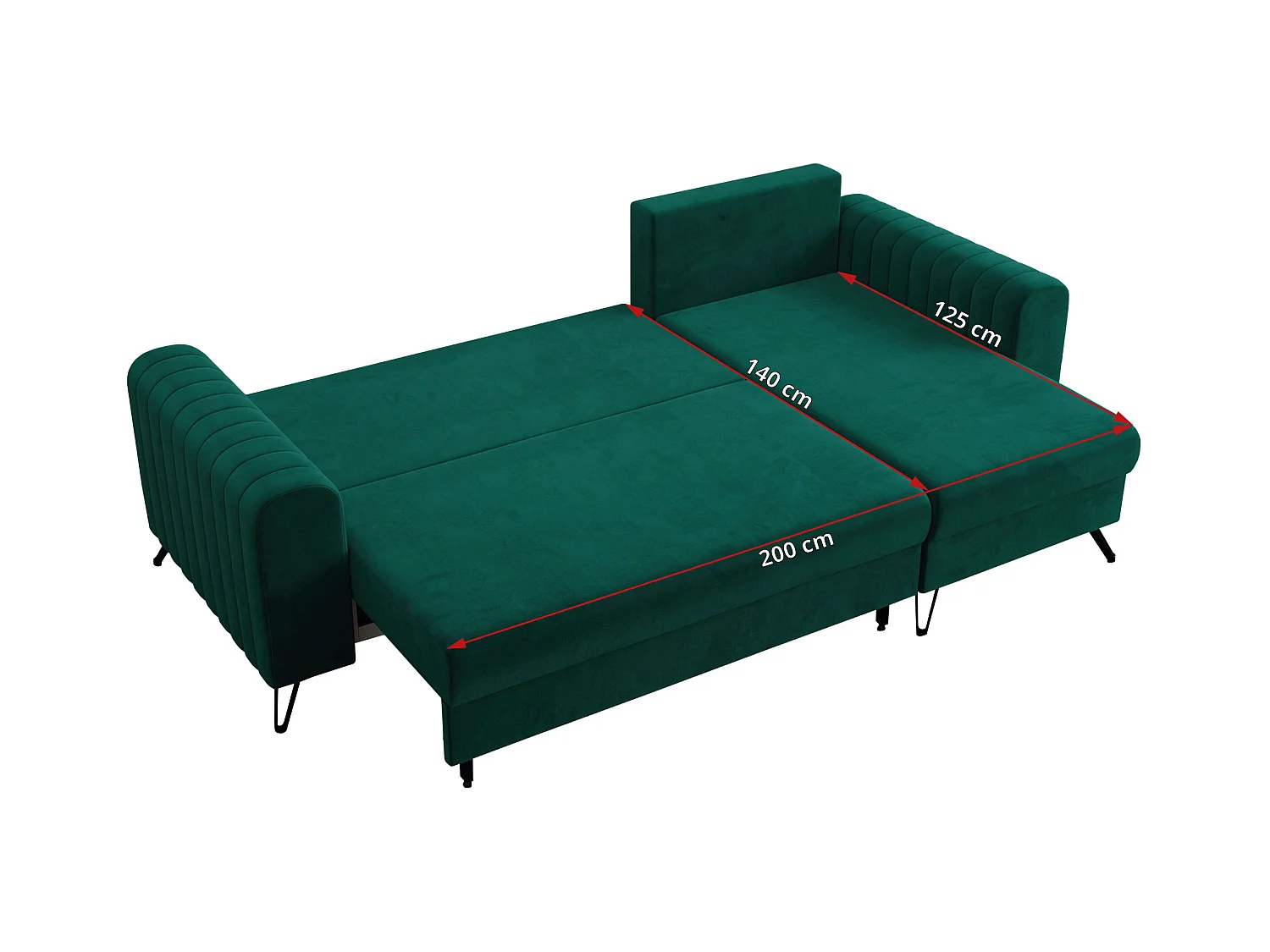 Ecksofa AXEL - universal mit schlaffunktion, Bettkasten - Dunkelgrün Velvet