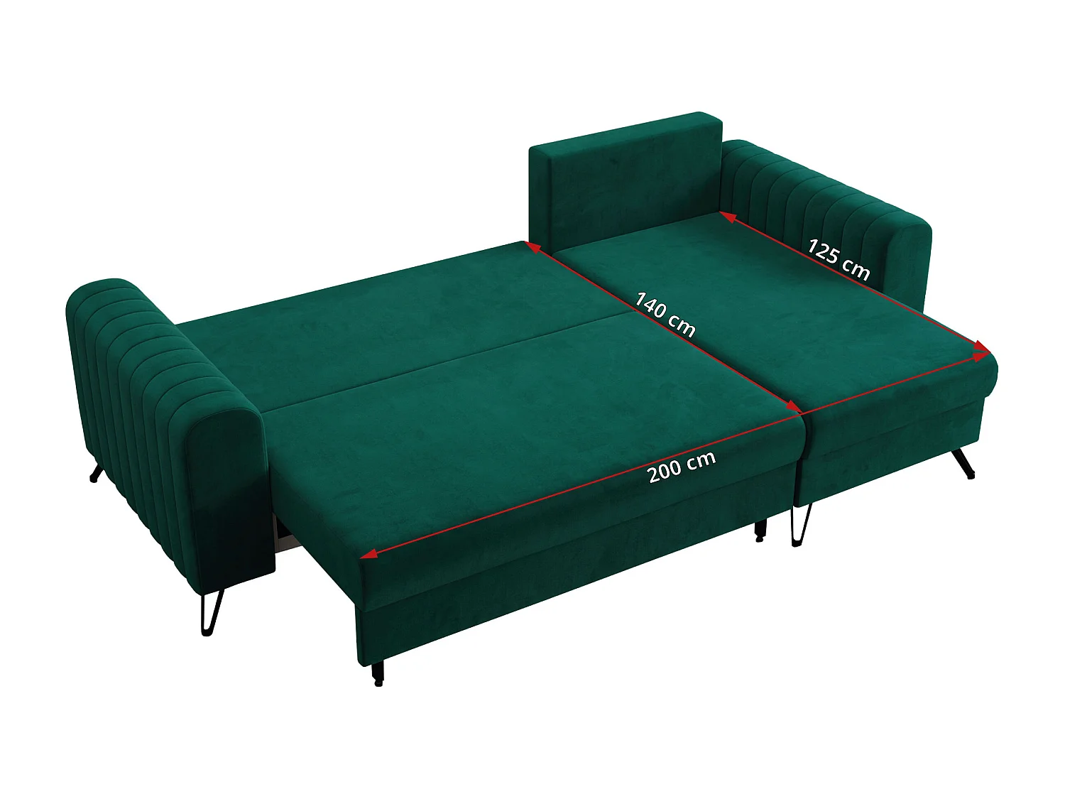 Ecksofa AXEL - universal mit schlaffunktion, Bettkasten - Dunkelgrün Velvet