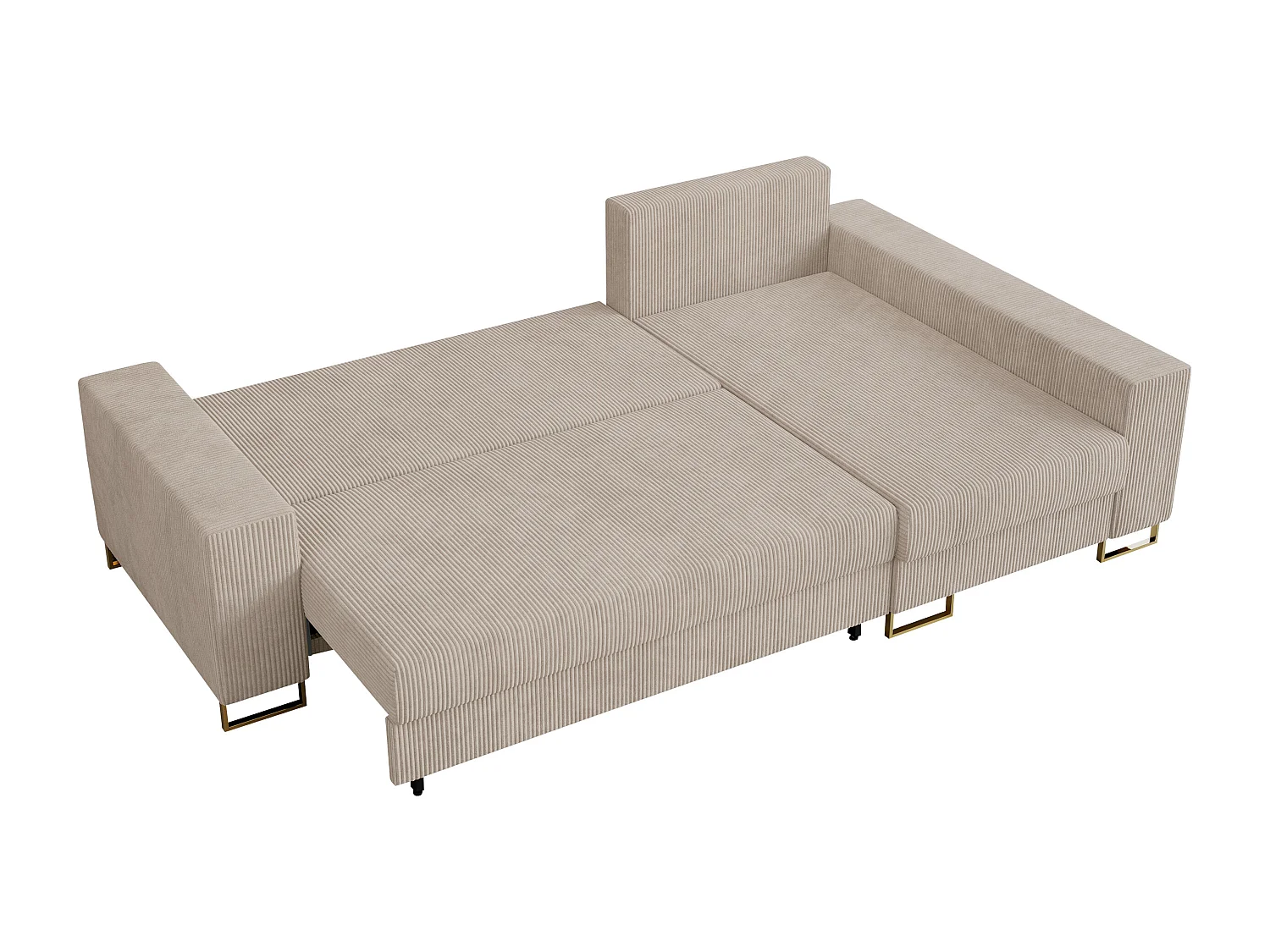 Ecksofa DORIAN - schlaffunktion und Bettkasten, lose Kissen - Beige Cord