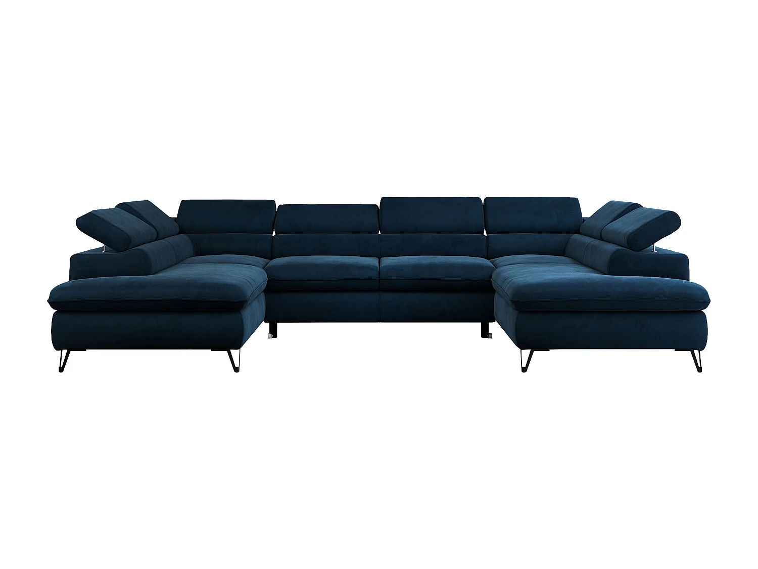 Ecksofa PEDRO U - XXL U-förmige Ecke, schlaffunktion und Bettkästen - Dunkelblau Velvet