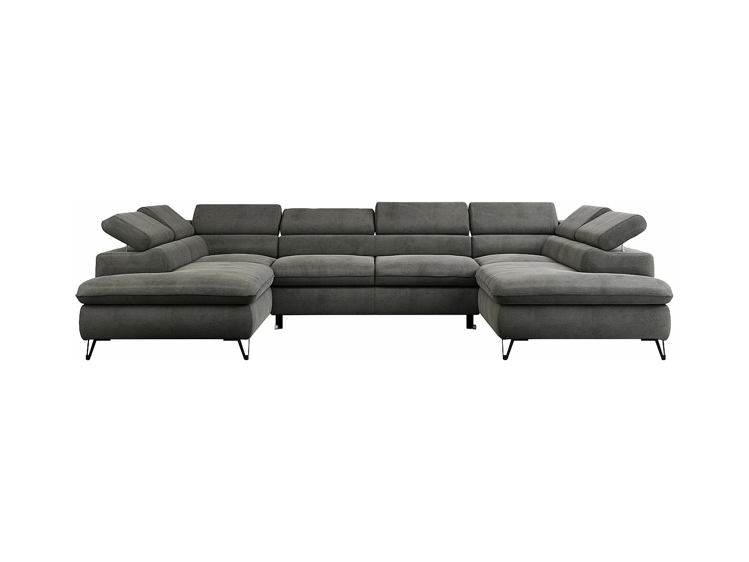 Ecksofa PEDRO U - XXL U-förmige Ecke, schlaffunktion und Bettkästen - Dunkelgrau Velvet