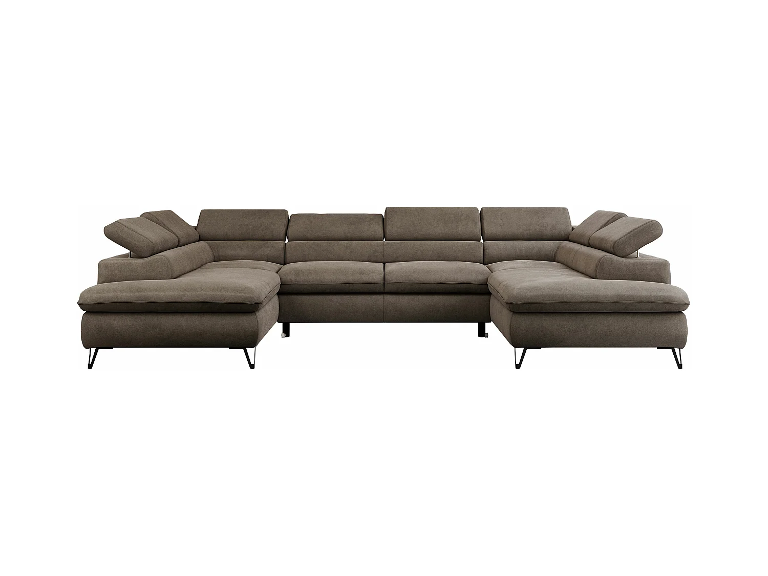 Ecksofa PEDRO U - XXL U-förmige Ecke, schlaffunktion und Bettkästen - Braun Velvet