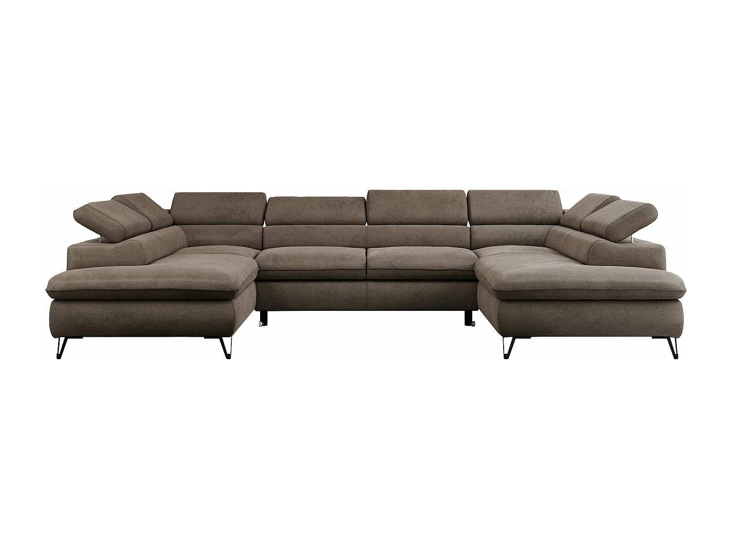Ecksofa PEDRO U - XXL U-förmige Ecke, schlaffunktion und Bettkästen - Braun Velvet