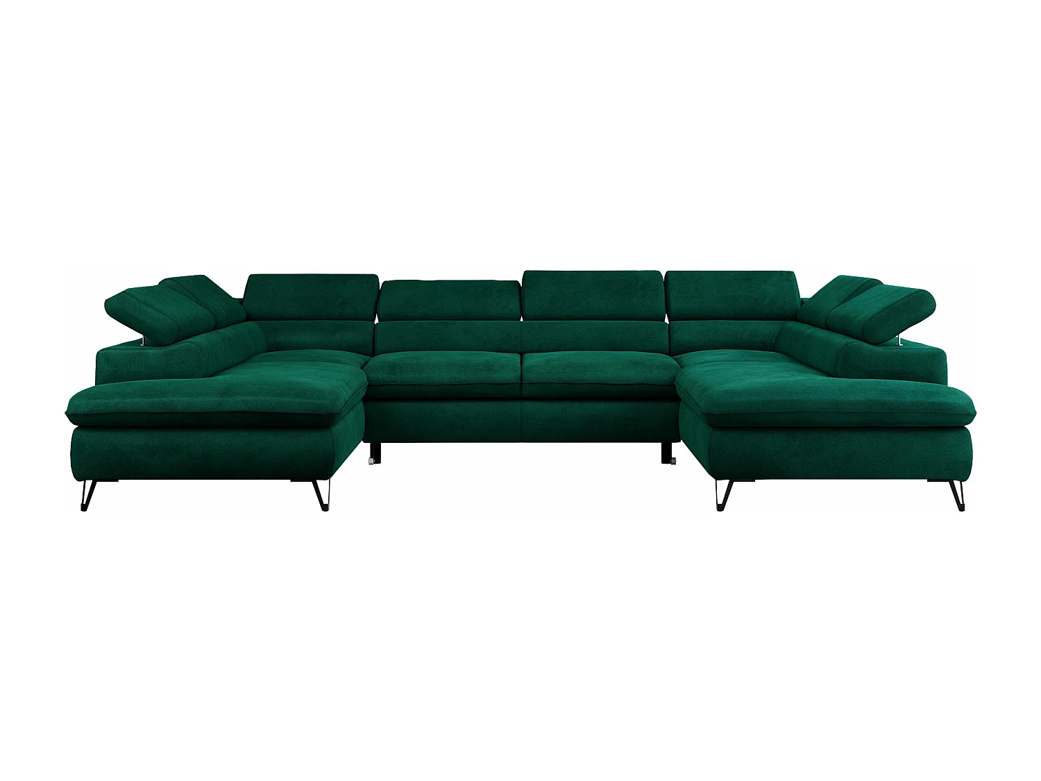 Ecksofa PEDRO U - XXL U-förmige Ecke, schlaffunktion und Bettkästen - Grün Velvet