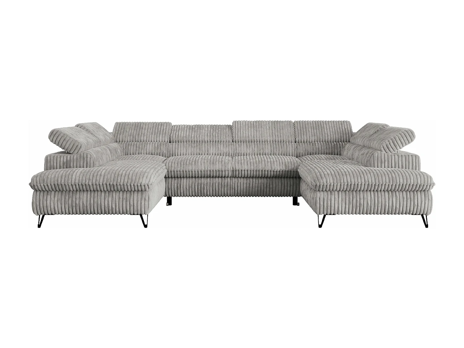 Ecksofa PEDRO U - XXL U-förmige Ecke, schlaffunktion und Bettkästen - Grau Cord