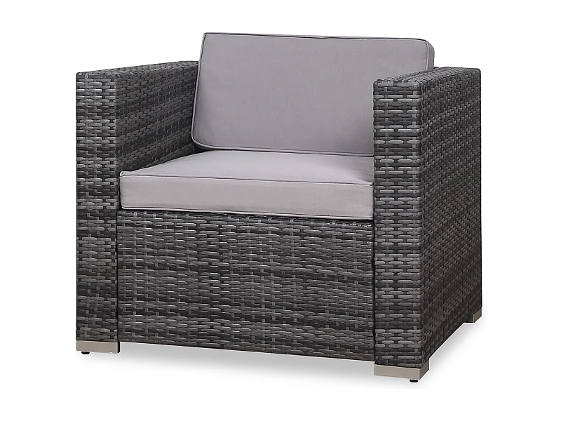 Fauteuil en rotin SVITA, complément d'accessoires, canapé en polyrotin California Lugano gris
