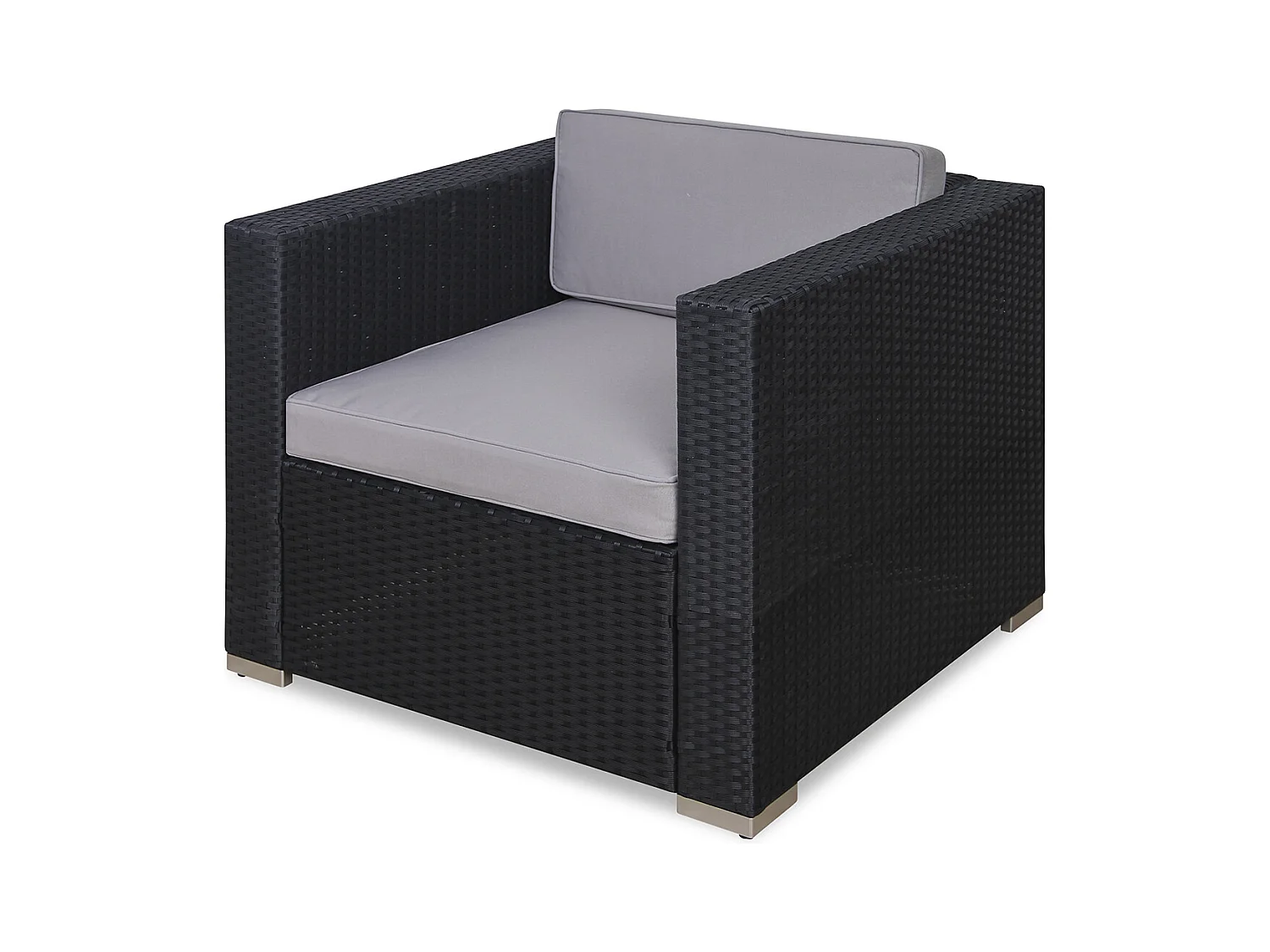 Fauteuil en rotin SVITA, complément d'accessoires, canapé en polyrotin California Lugano noir