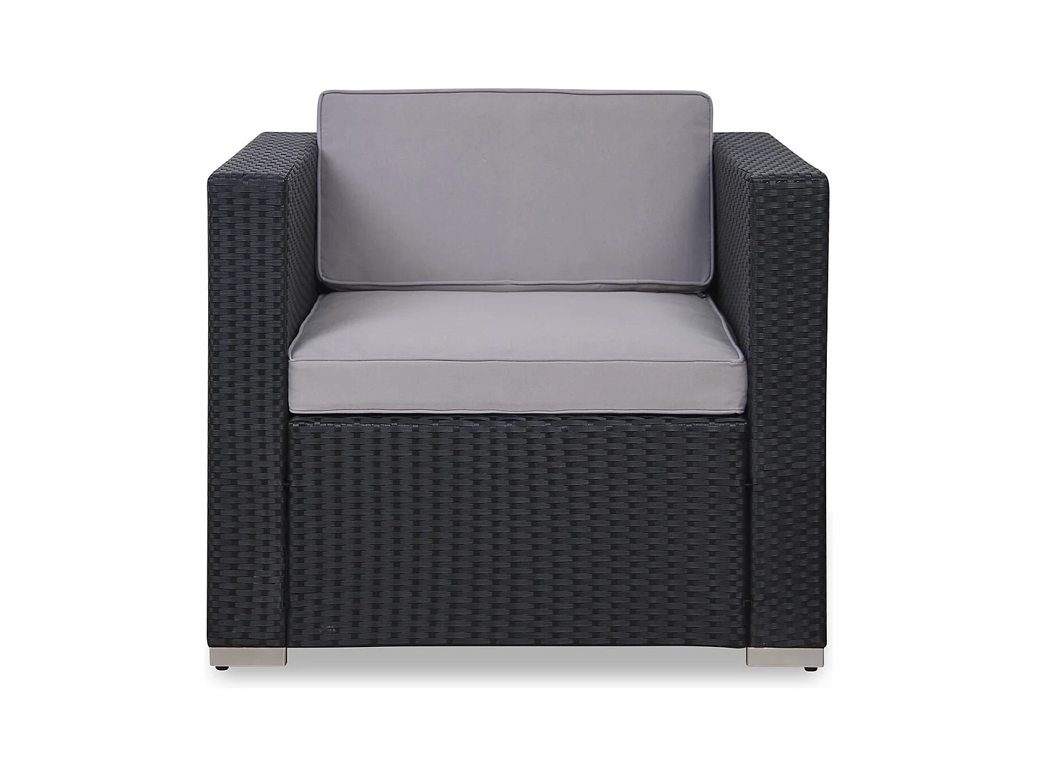 Fauteuil en rotin SVITA, complément d'accessoires, canapé en polyrotin California Lugano noir