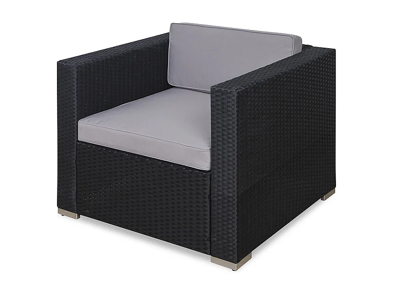 Fauteuil en rotin SVITA, complément d'accessoires, canapé en polyrotin California Lugano noir