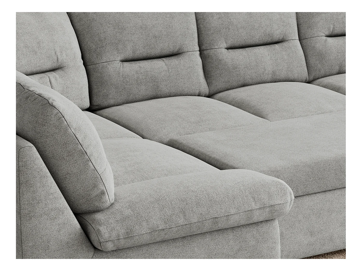 Ecksofa COMODO U, Große Wohnlandschaft, mit Schlaffunktion - Hellgrau Stukture