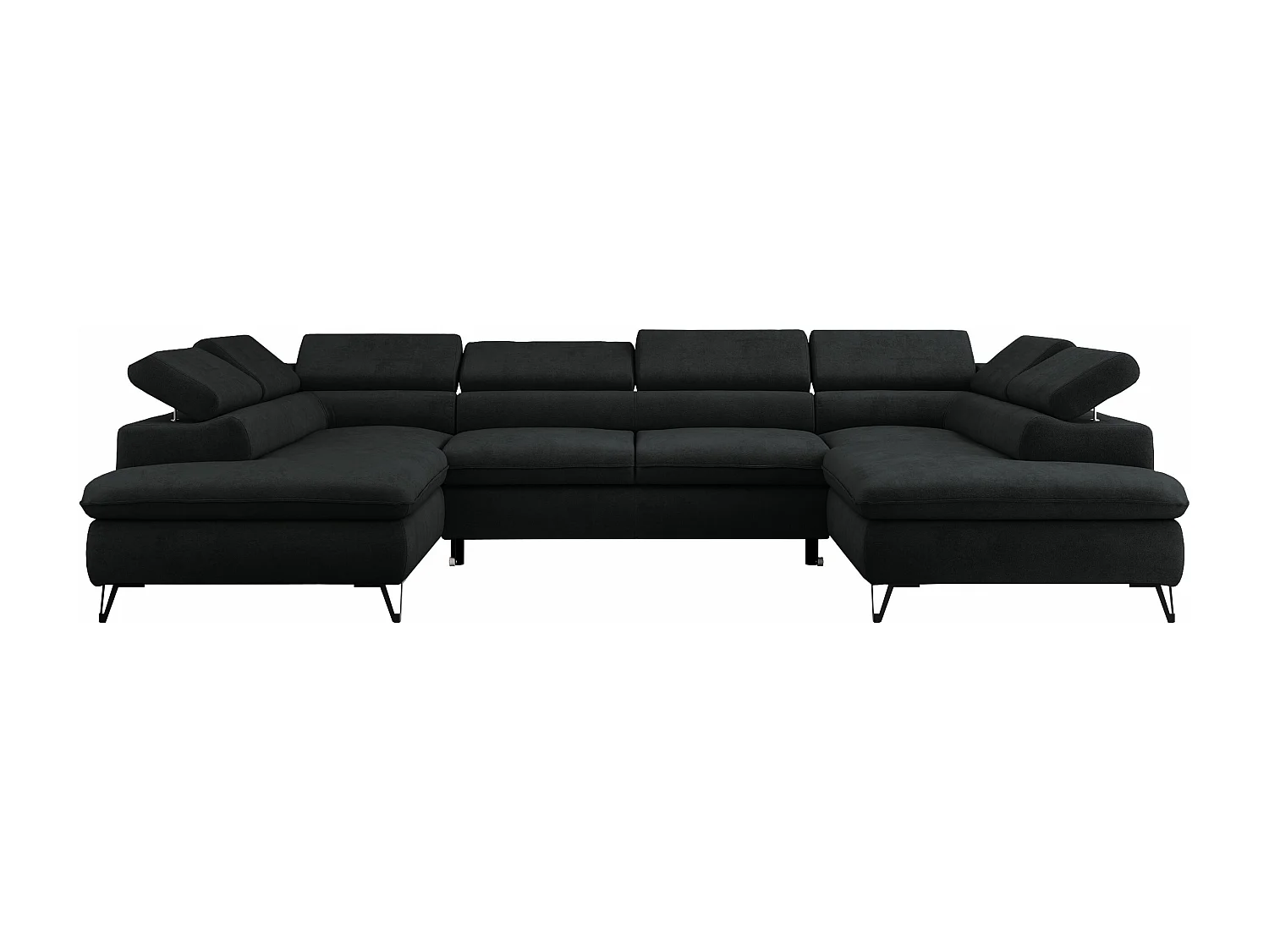 Ecksofa PEDRO U - XXL U-förmige Ecke, schlaffunktion und Bettkästen - Schwarz Velvet
