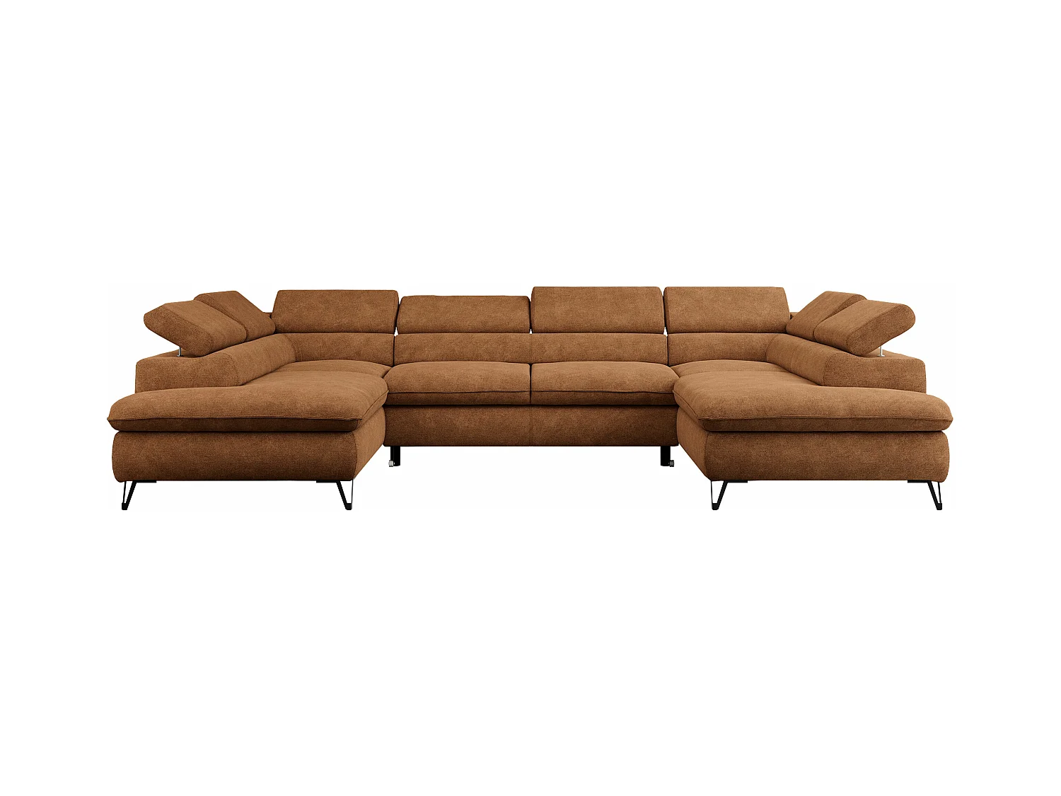 Ecksofa PEDRO U - XXL U-förmige Ecke, schlaffunktion und Bettkästen - Orange Stukture