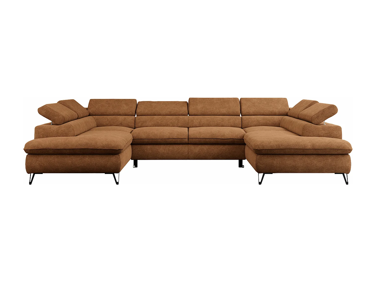 Ecksofa PEDRO U - XXL U-förmige Ecke, schlaffunktion und Bettkästen - Orange Stukture