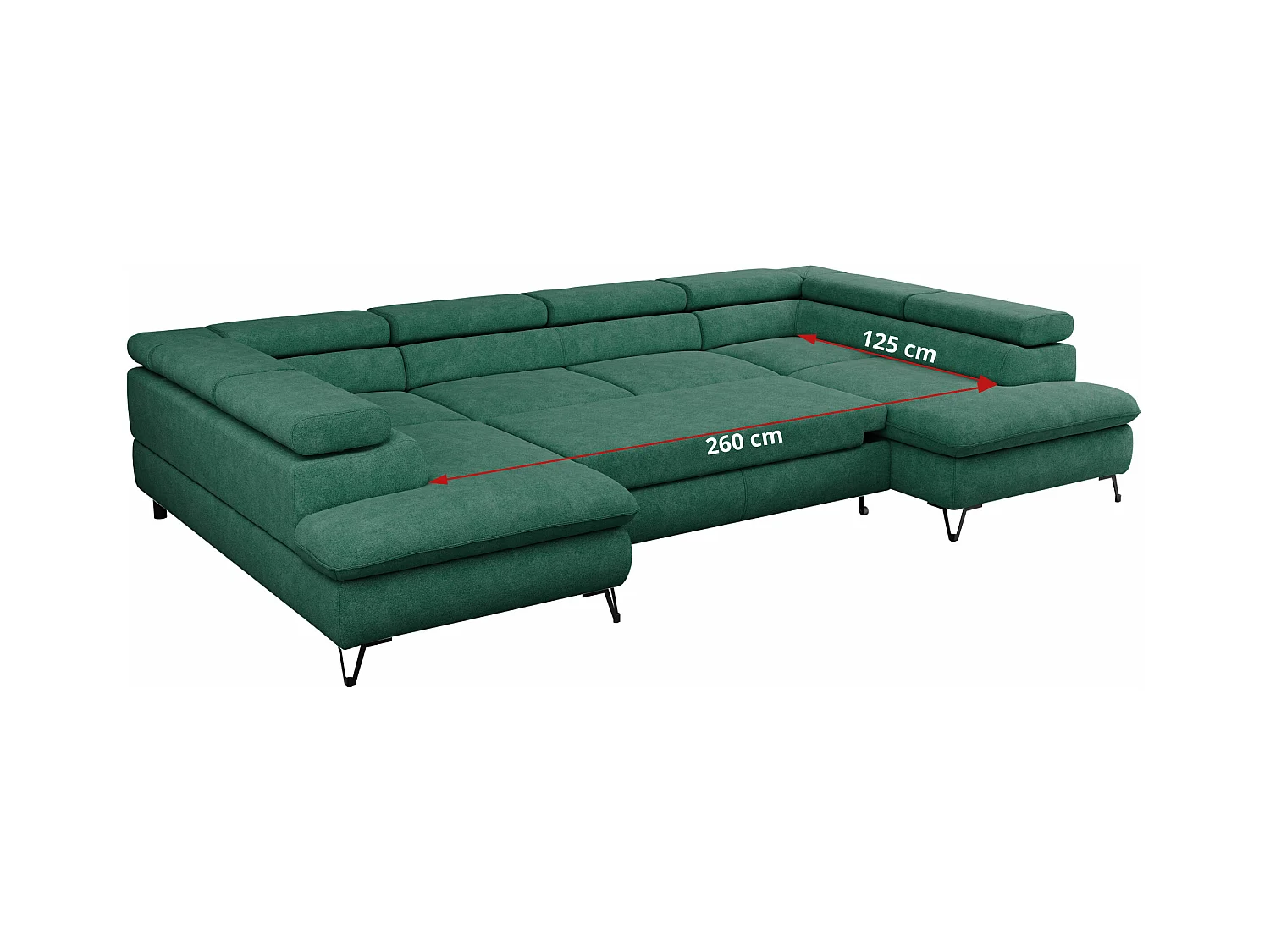 Ecksofa PEDRO U - XXL U-förmige Ecke, schlaffunktion und Bettkästen - Türkis Stukture