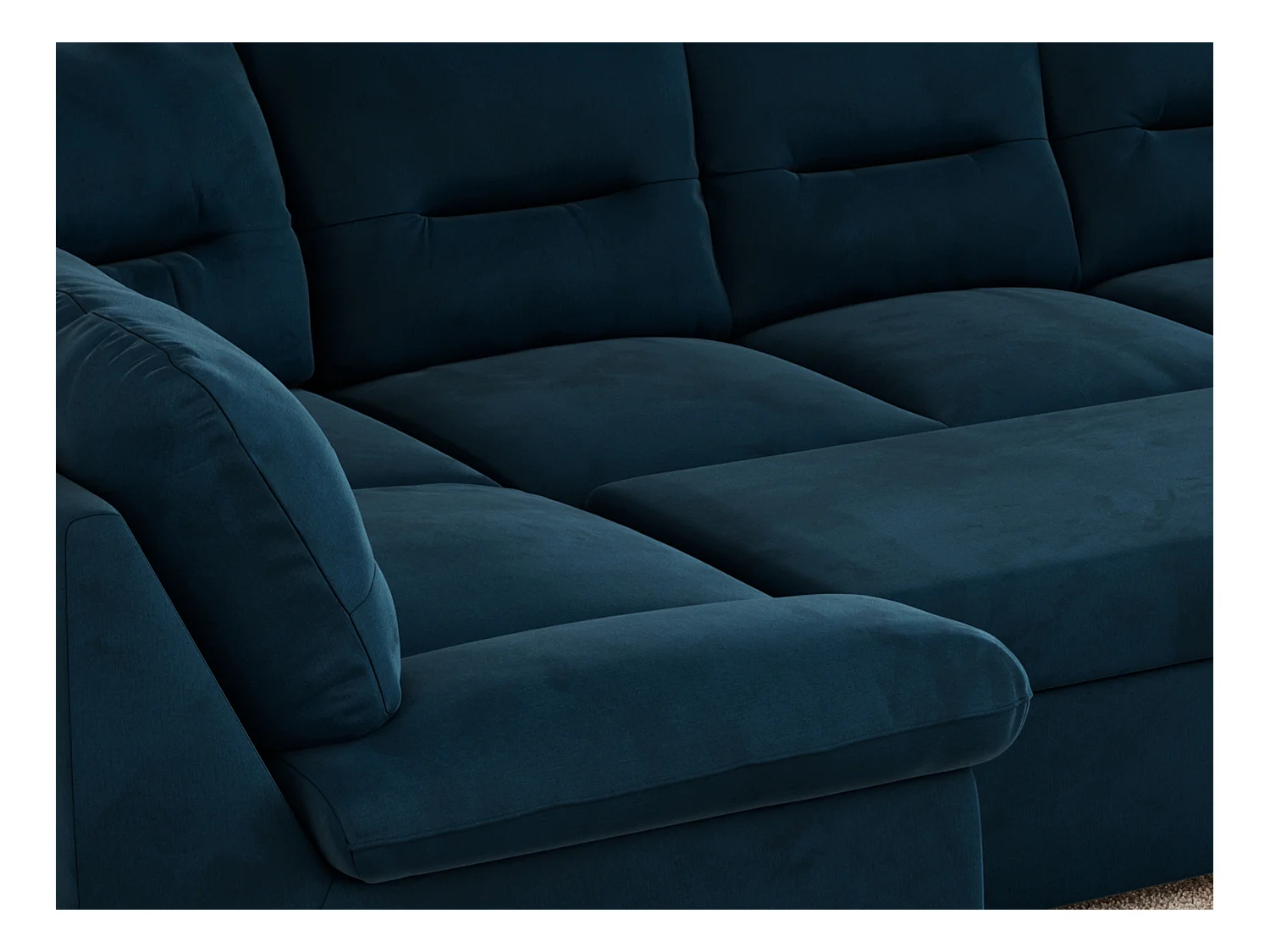 Ecksofa COMODO U, Große Wohnlandschaft, mit Schlaffunktion - Dunkelblau Velvet