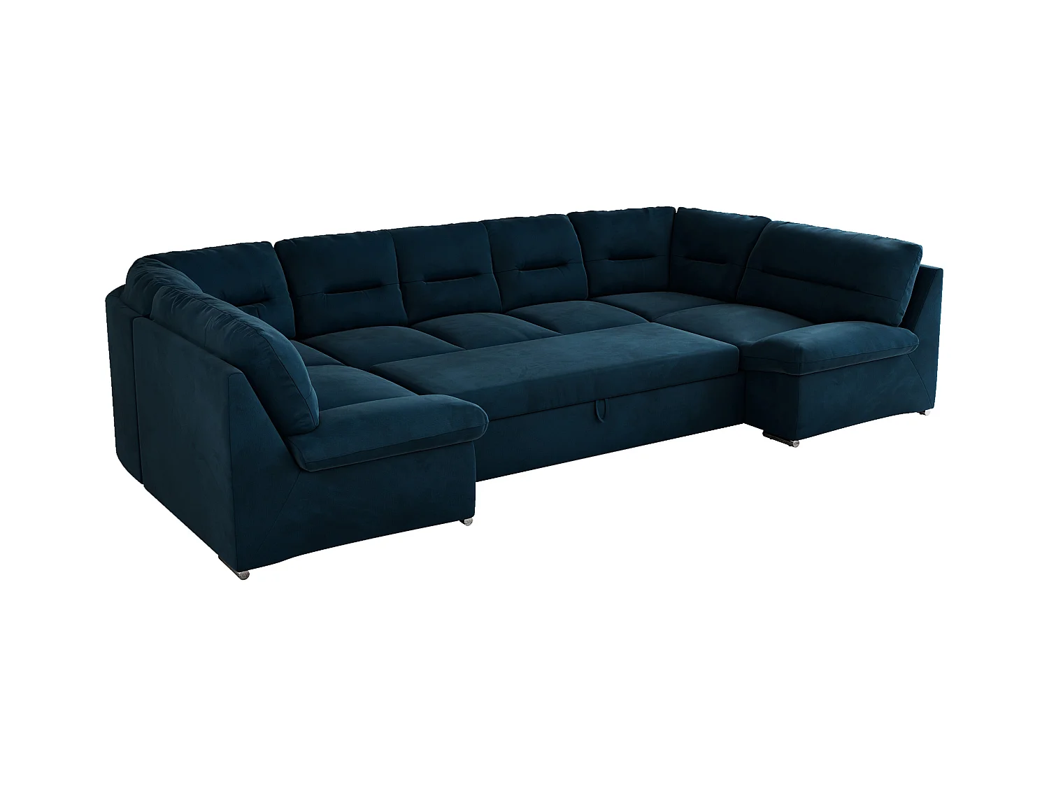 Ecksofa COMODO U, Große Wohnlandschaft, mit Schlaffunktion - Dunkelblau Velvet