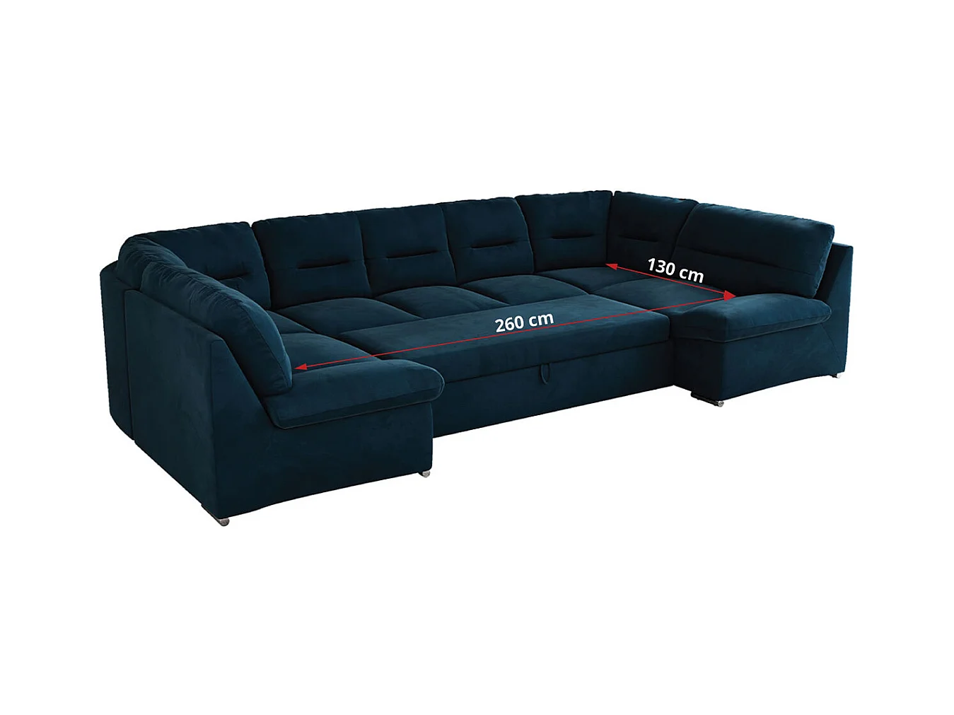 Ecksofa COMODO U, Große Wohnlandschaft, mit Schlaffunktion - Dunkelblau Velvet