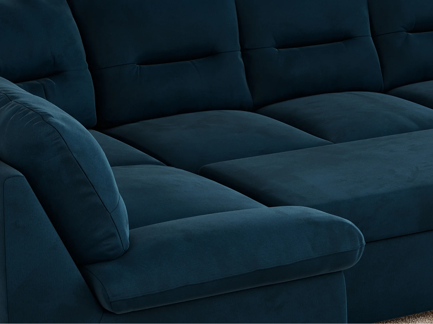 Ecksofa COMODO U, Große Wohnlandschaft, mit Schlaffunktion - Dunkelblau Velvet