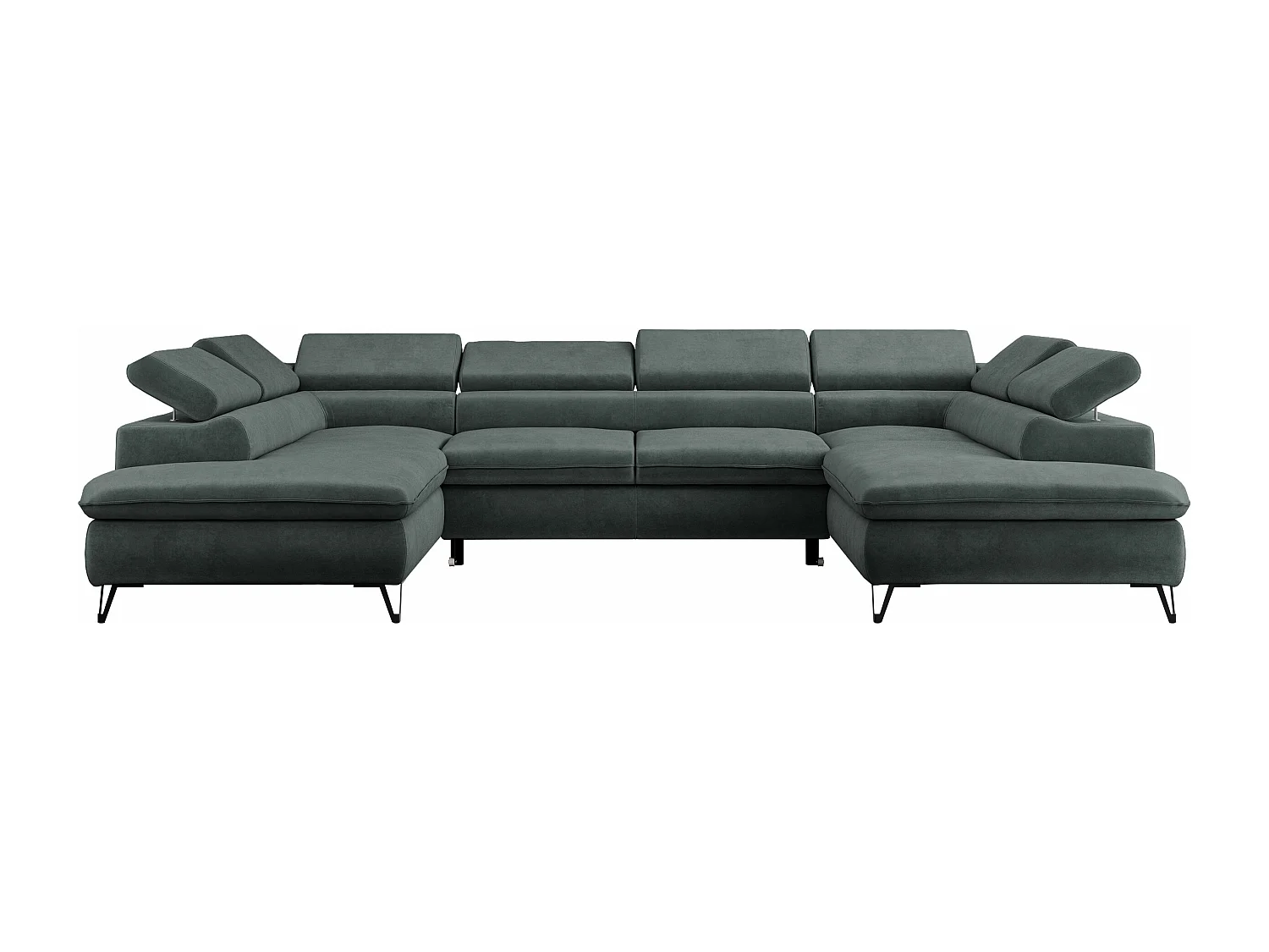 Ecksofa PEDRO U - XXL U-förmige Ecke, schlaffunktion und Bettkästen - Dunkelgrau Velvet