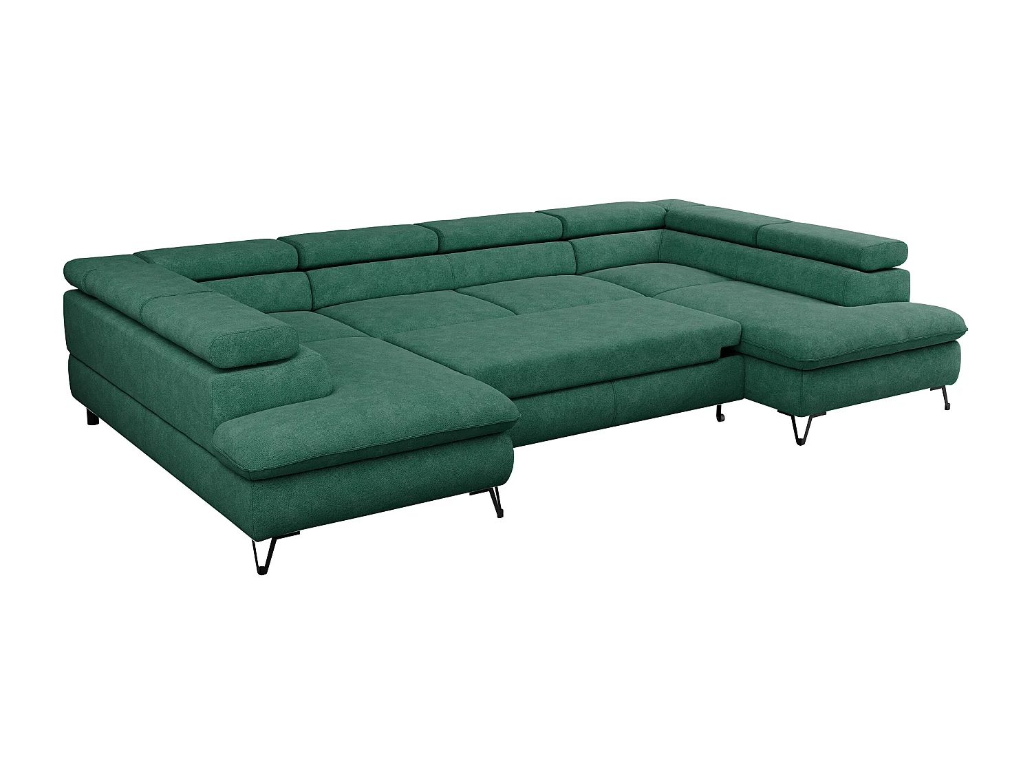 Ecksofa PETER U - schlaffunktion und Bettkästen, verstellbare Kopfstützen - Türkis Stukture